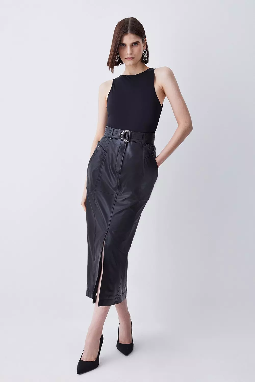 Leather pencil 2024 skirt karen millen