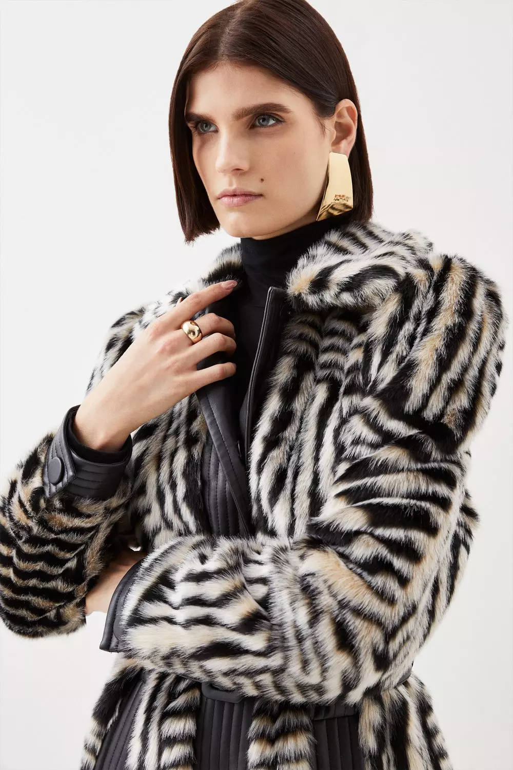 Petite Belted Faux Fur Coat | Karen Millen