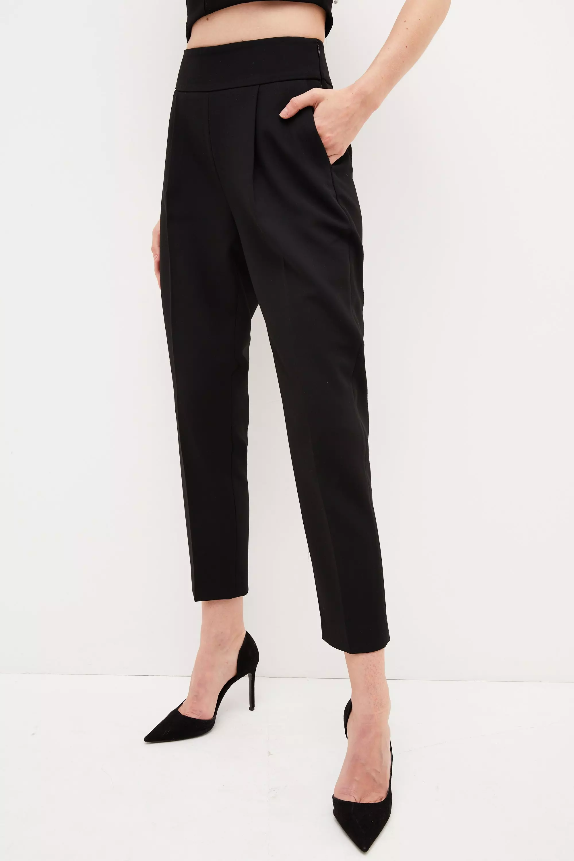 Black stretch slim leg trousers new arrivals