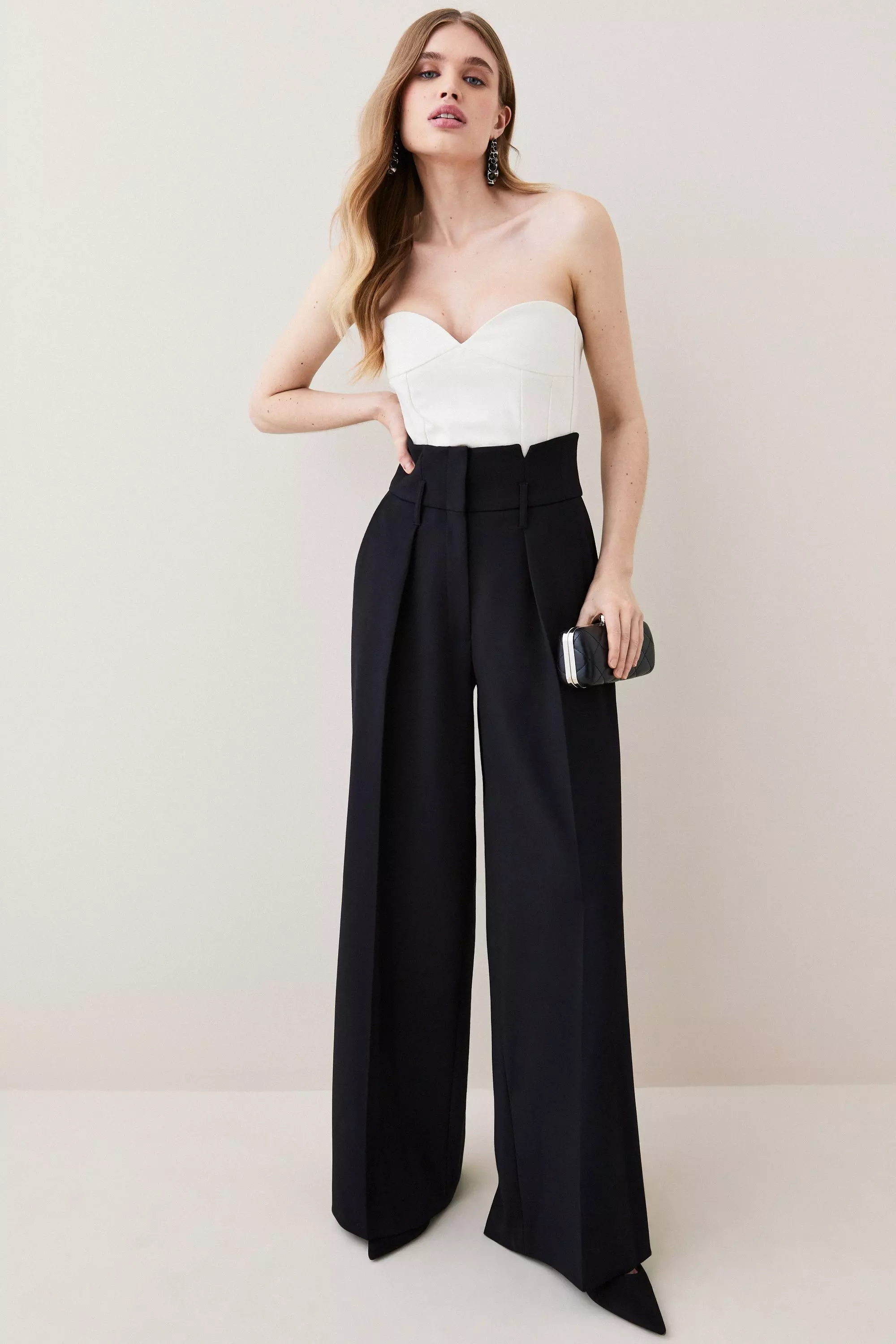 Plus Size Essential Tailored Wide Leg Trouser | Karen Millen