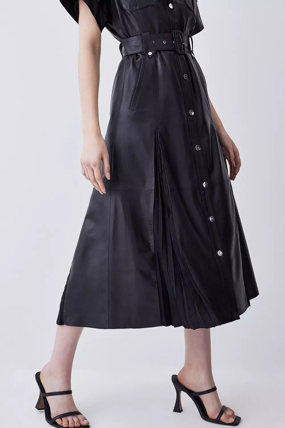 Belted button best sale up midi dress