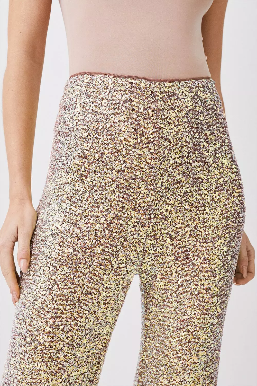 Sequin Flare Leg Pants | Karen Millen