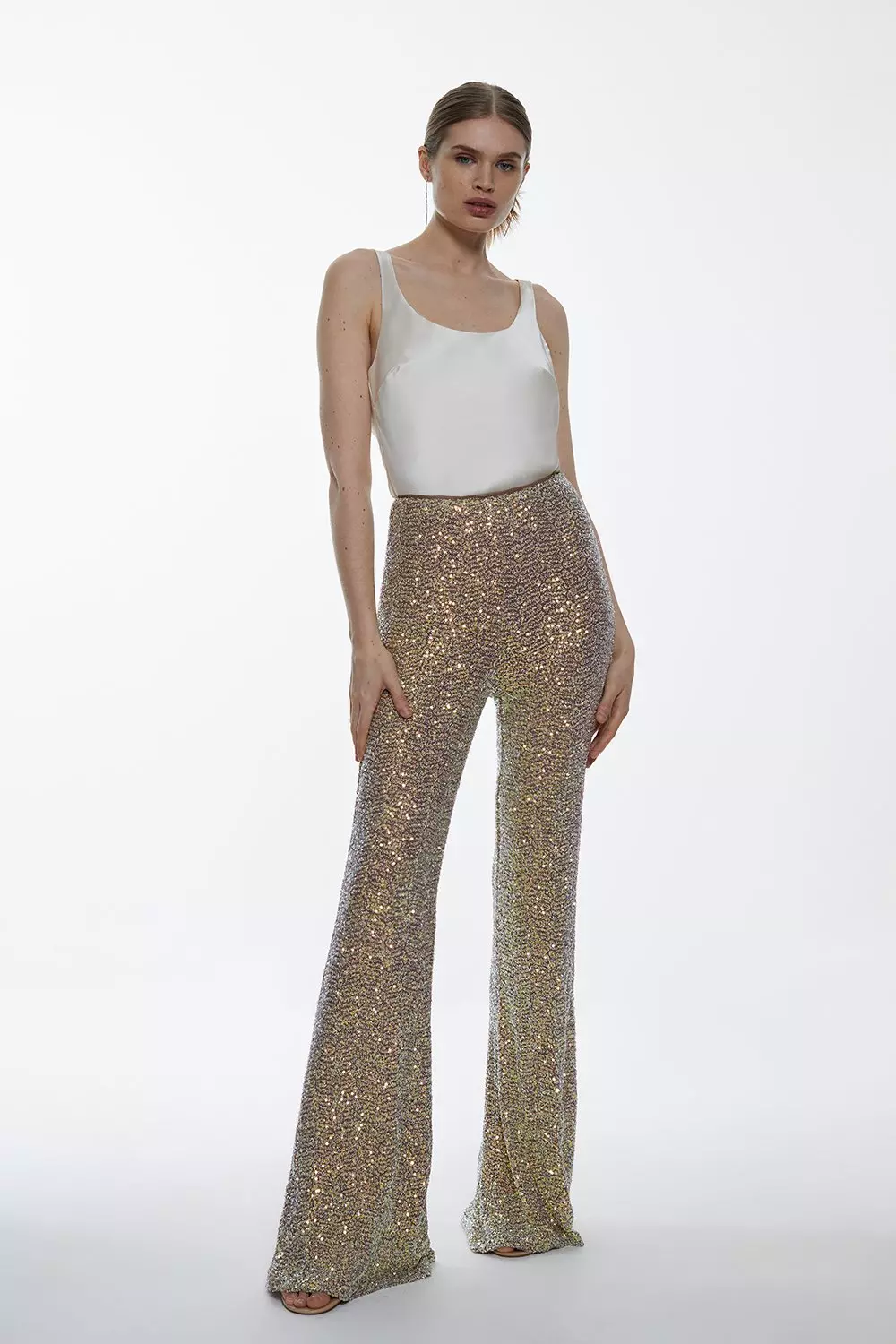 Sequin Wide Leg Pants | Karen Millen