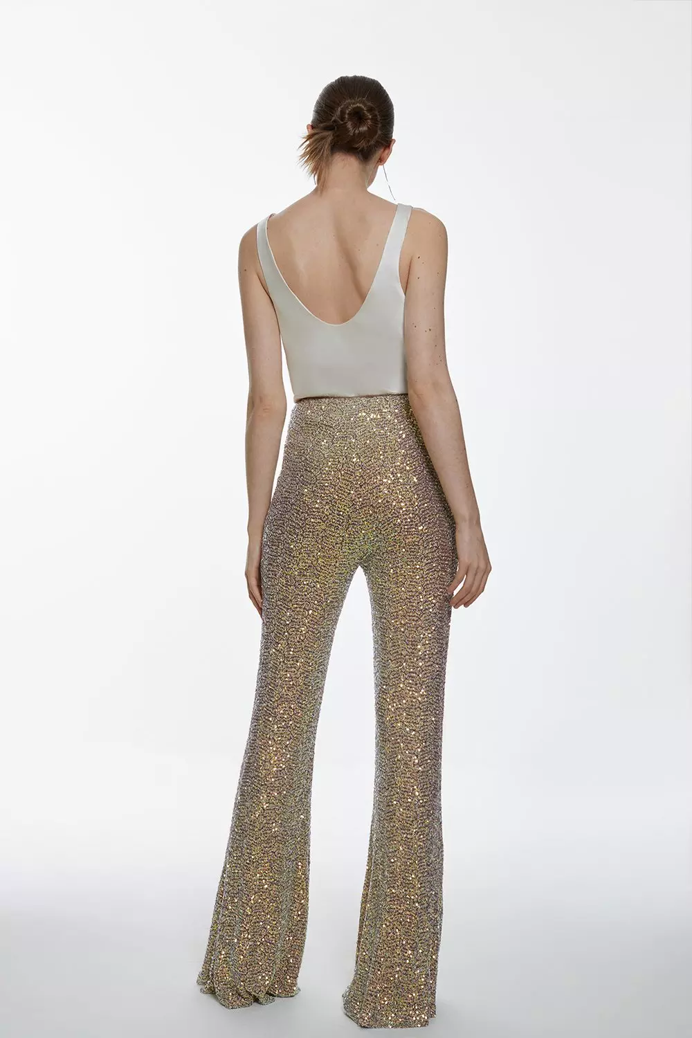 Gold sequin wide leg sales pants