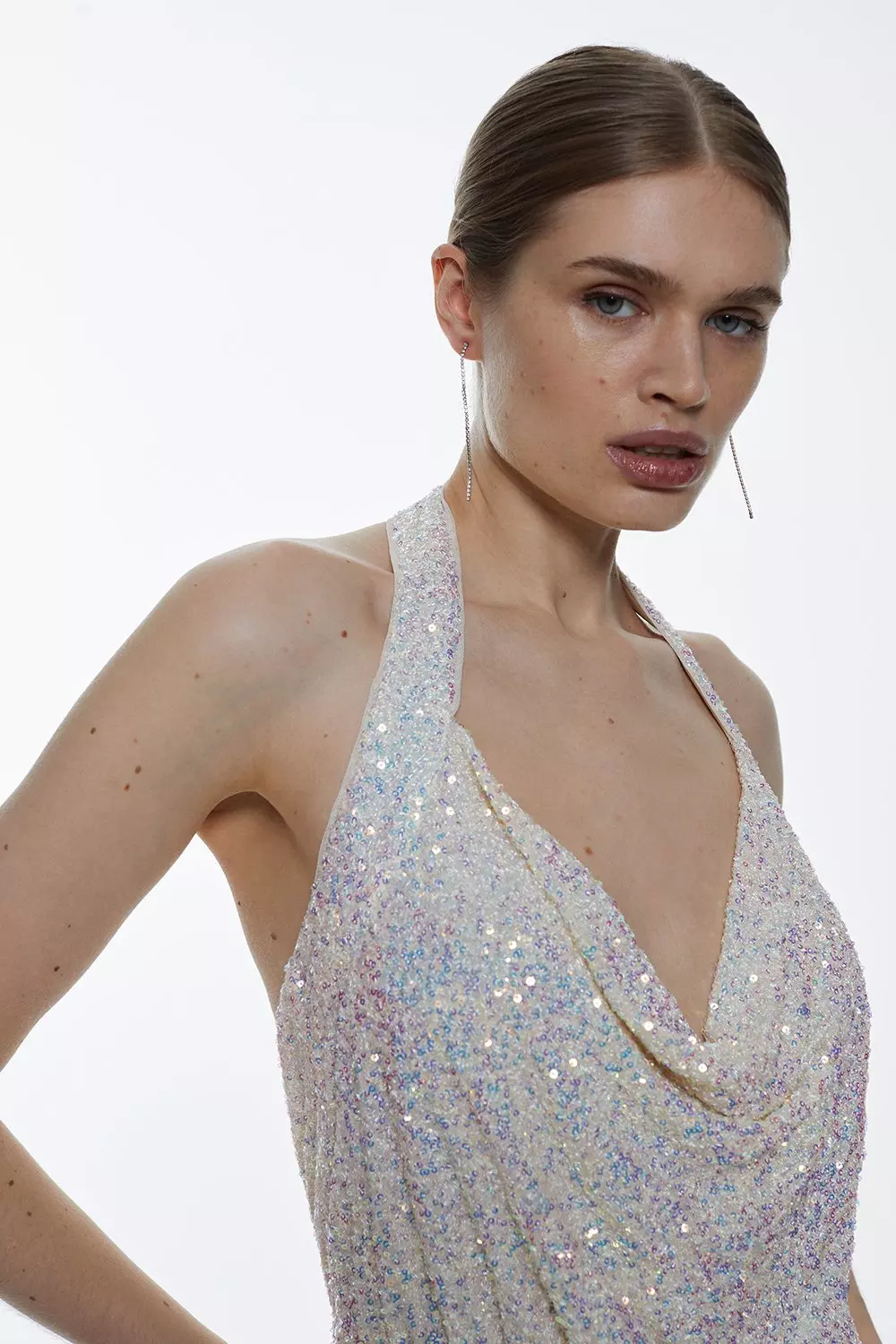 Sequined halter neck dress - Woman