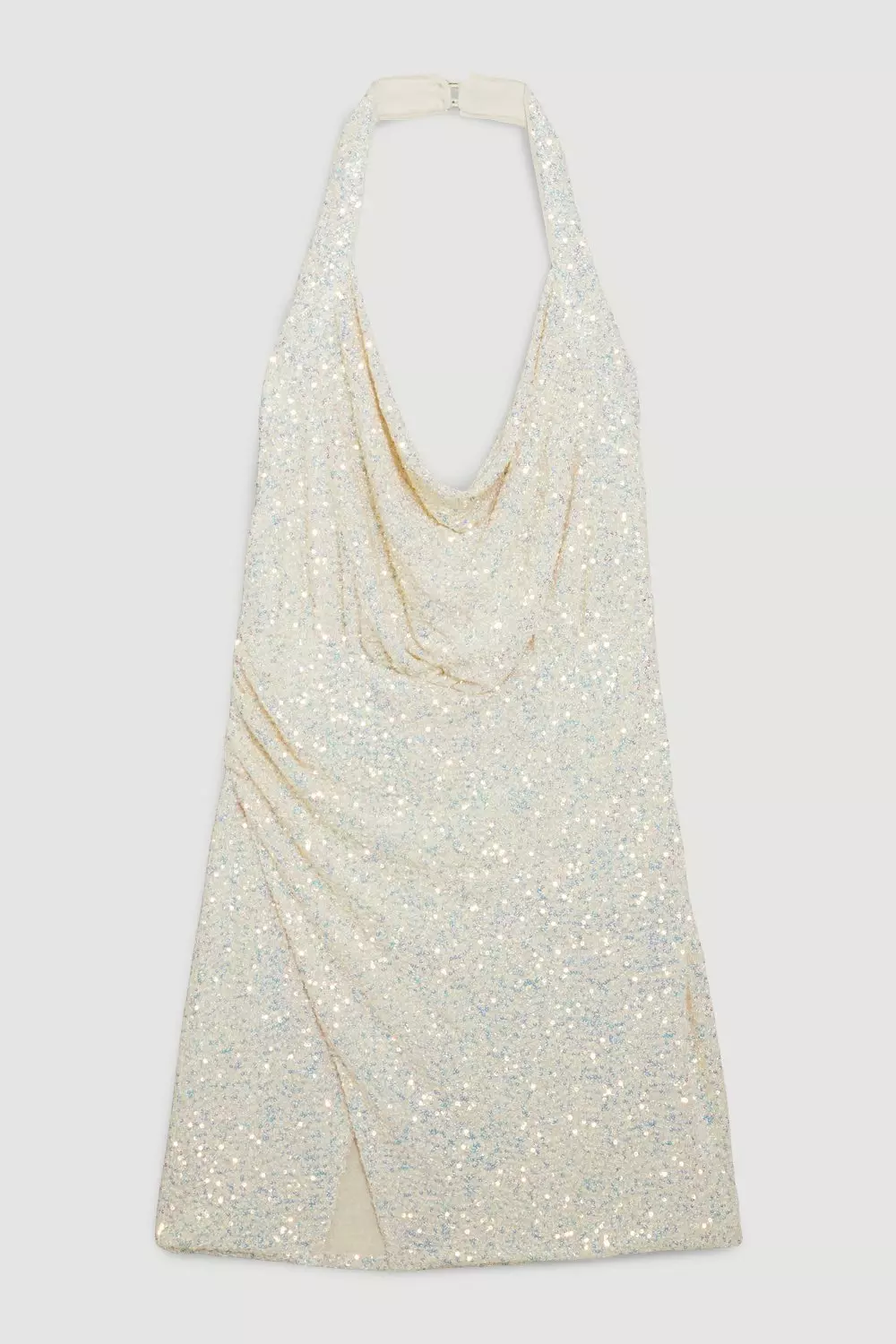 White sequin outlet halter dress