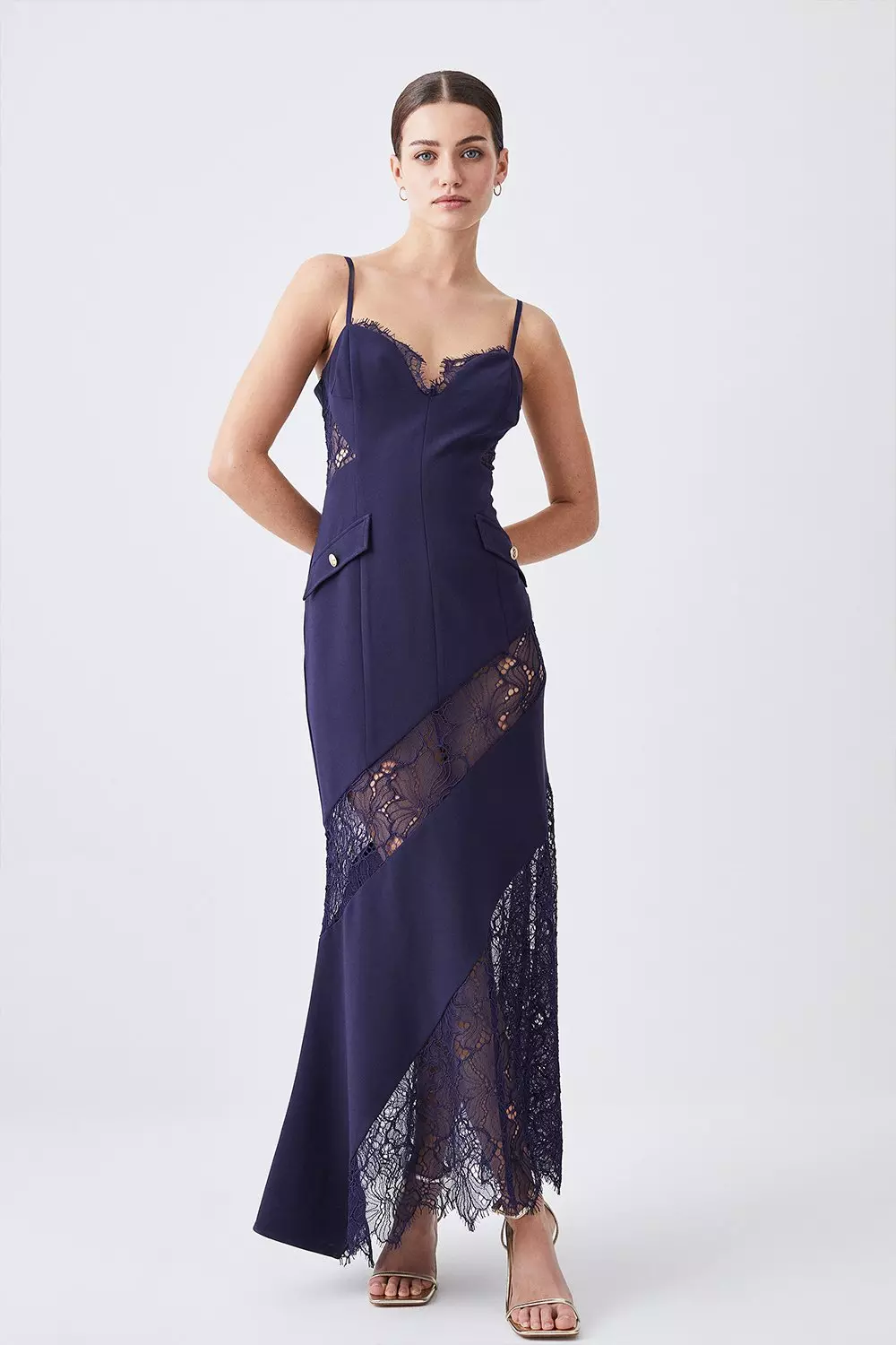 Picture perfect navy outlet blue lace maxi dress