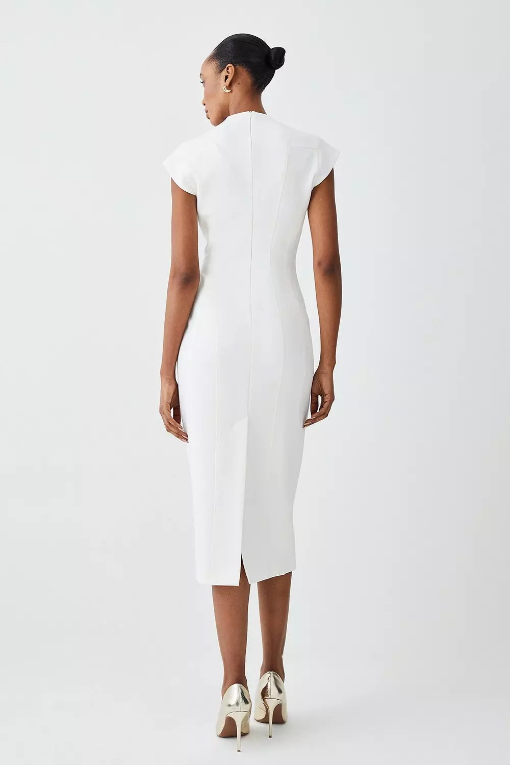 Structured Crepe Contour Seamed Midaxi Dress