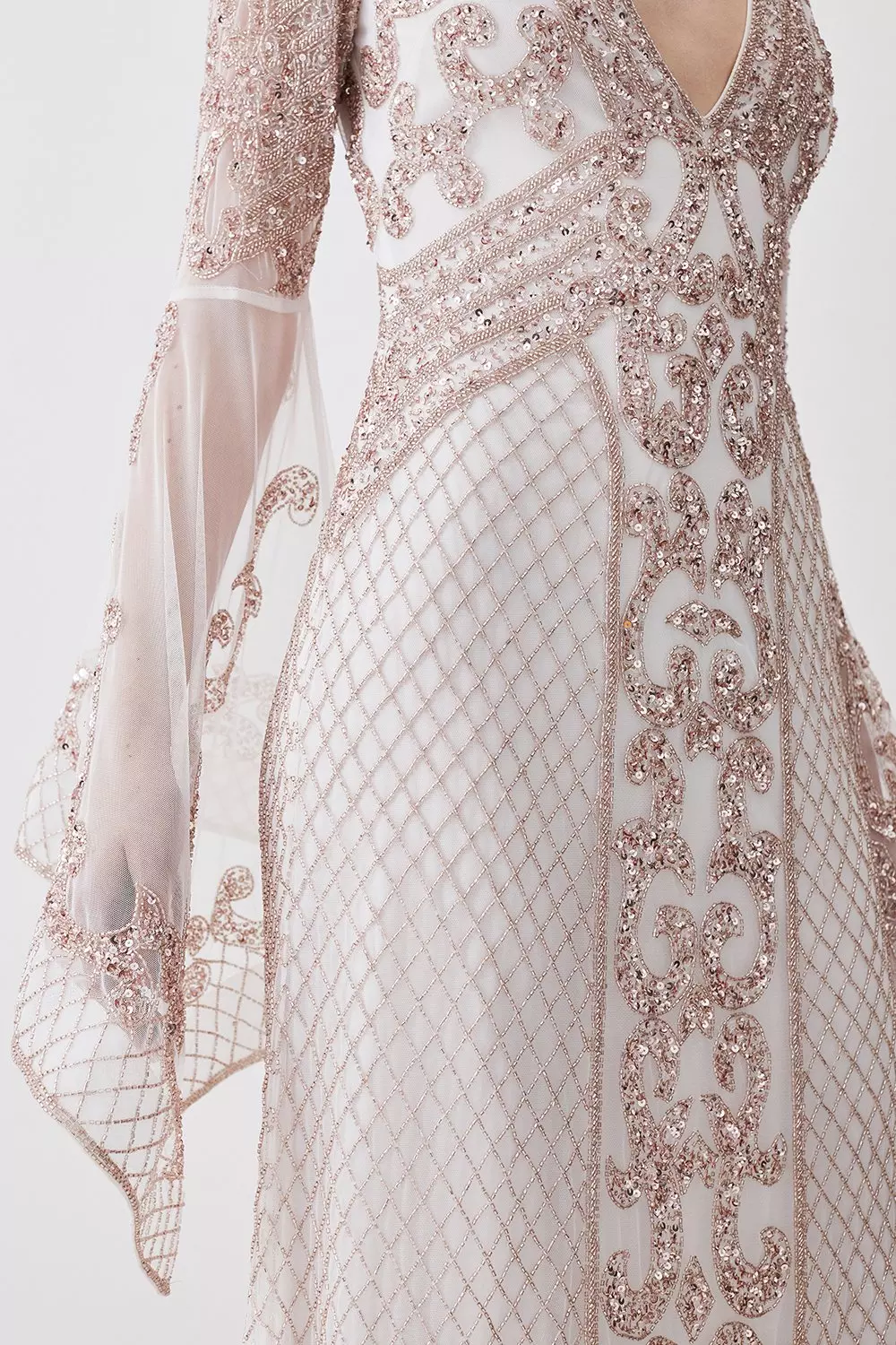 Ivory beaded maxi store dress