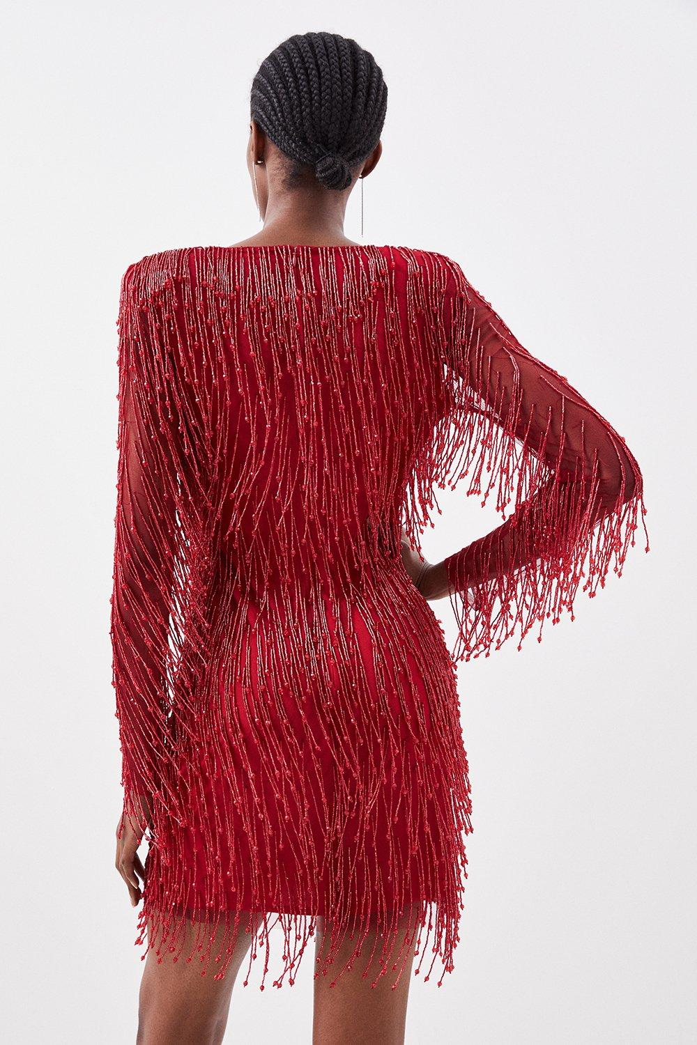 beaded fringe cocktail dress