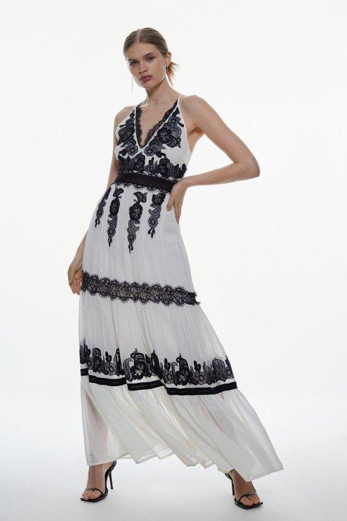 Mixed Fringe Maxi Dress leinwand