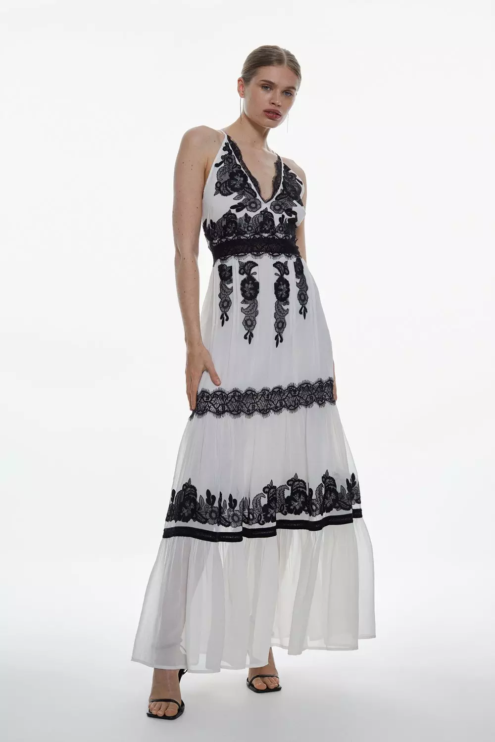 Bcbg floral stripe 2025 lace maxi dress