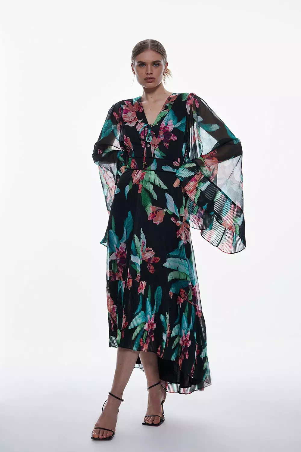 Midi dress with on sale kimono