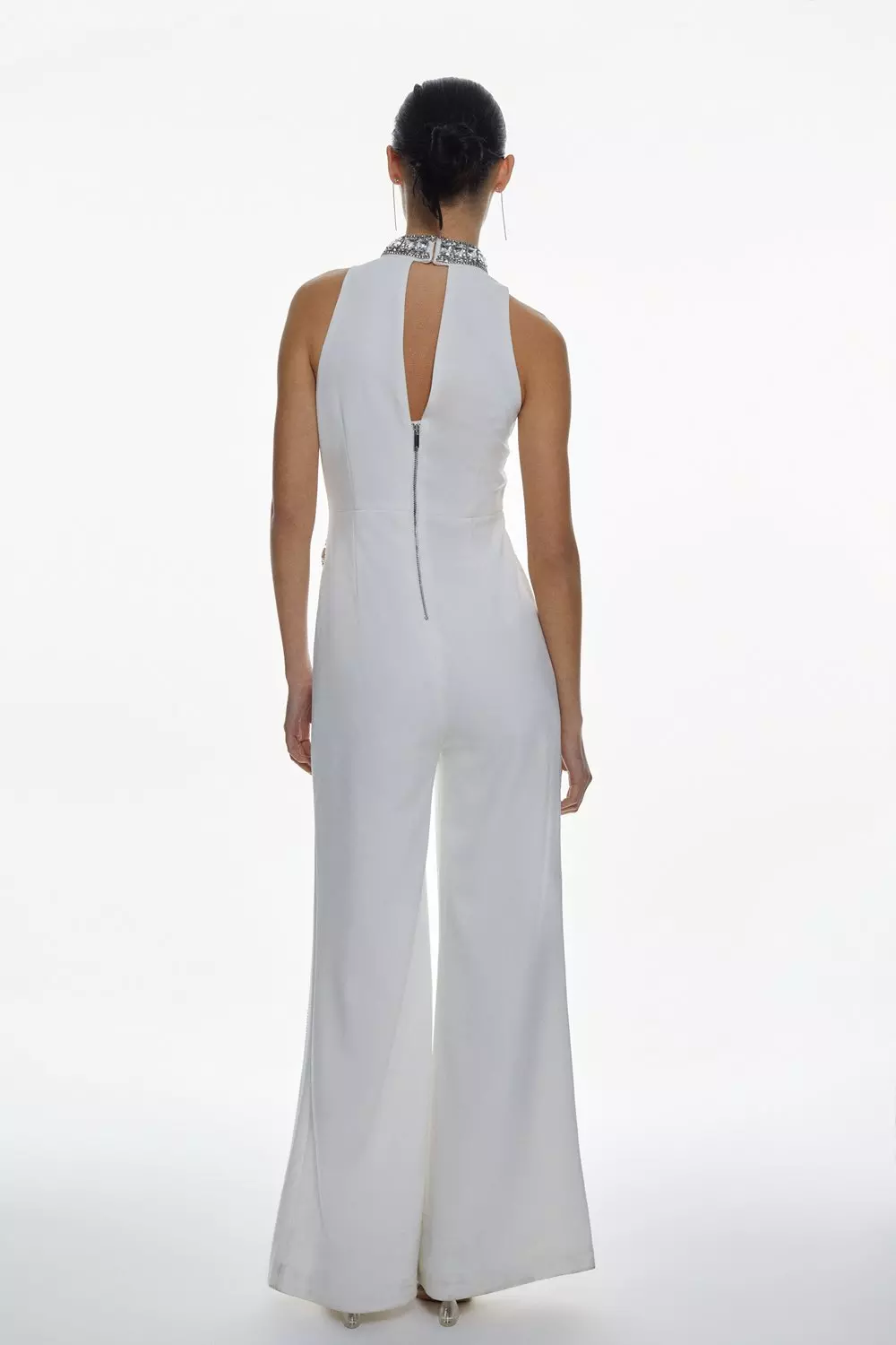 Tall Crystal Embellished Woven Thigh Split Jumpsuit