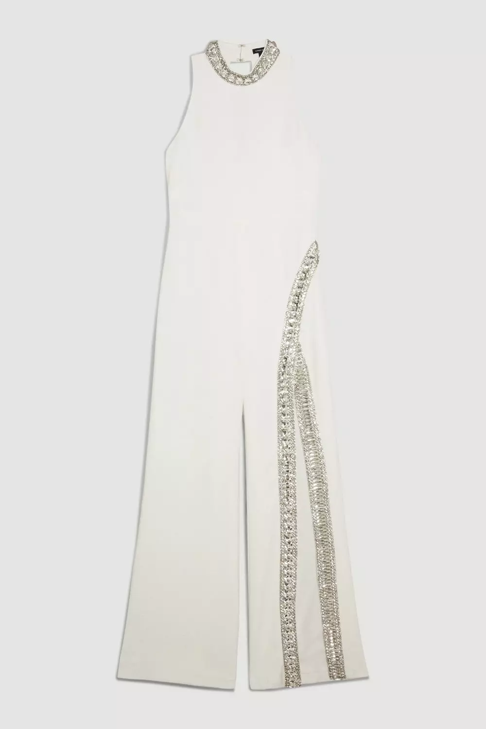 Tall Crystal Embellished Woven Thigh Split Jumpsuit | Karen Millen