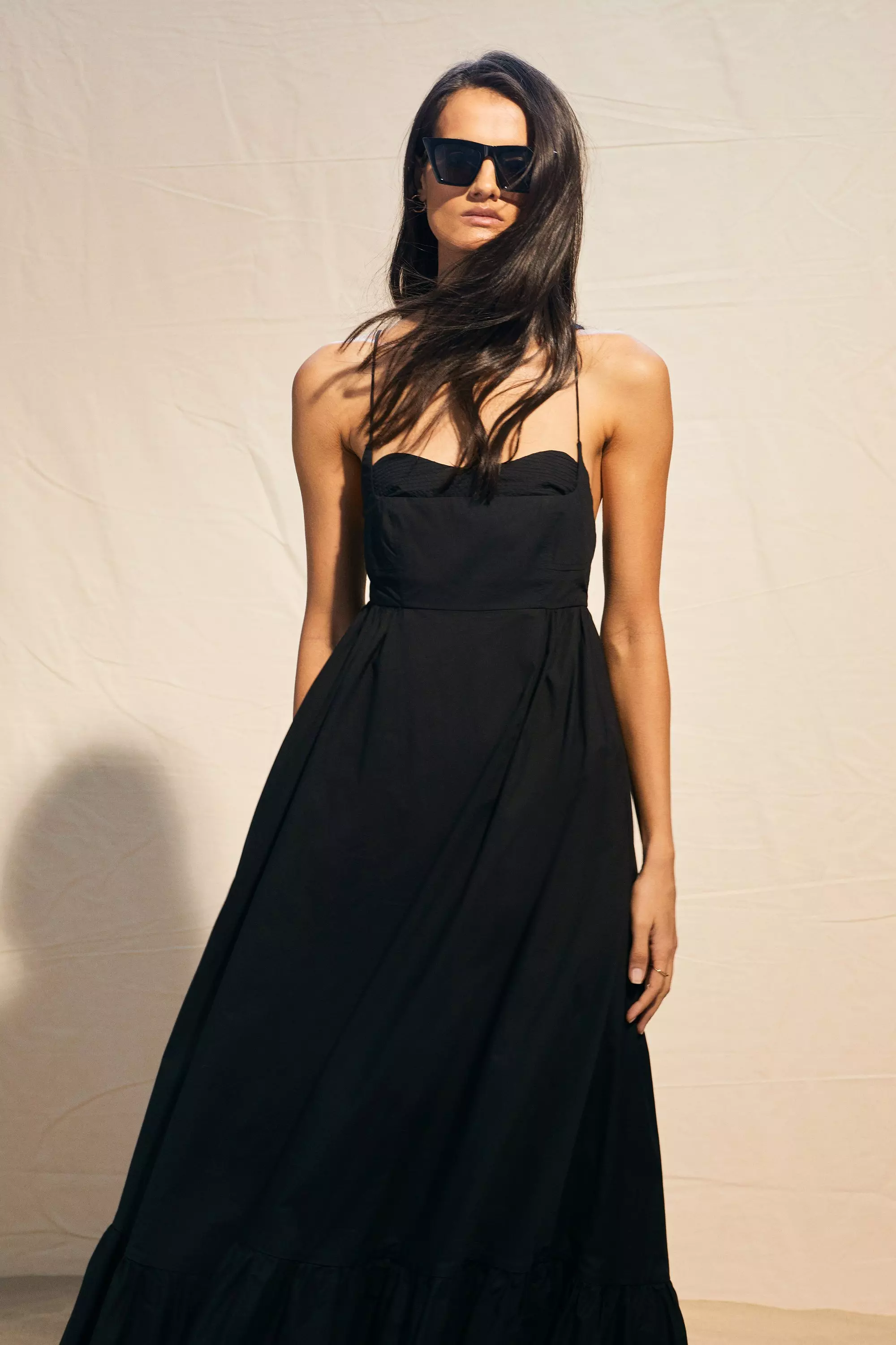 Tall Cotton Topstitch Strappy Maxi Dress | Karen Millen
