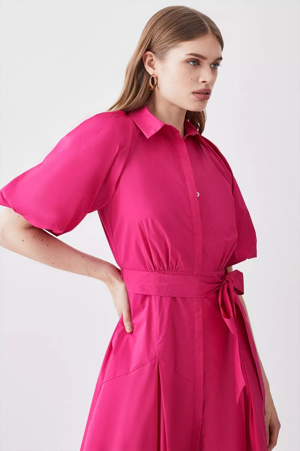 Pink midi hot sale shirt dress