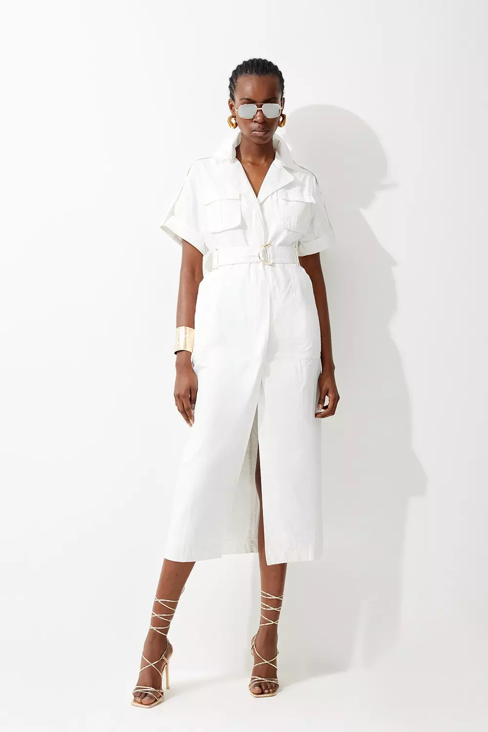 White midi dress with hot sale pockets