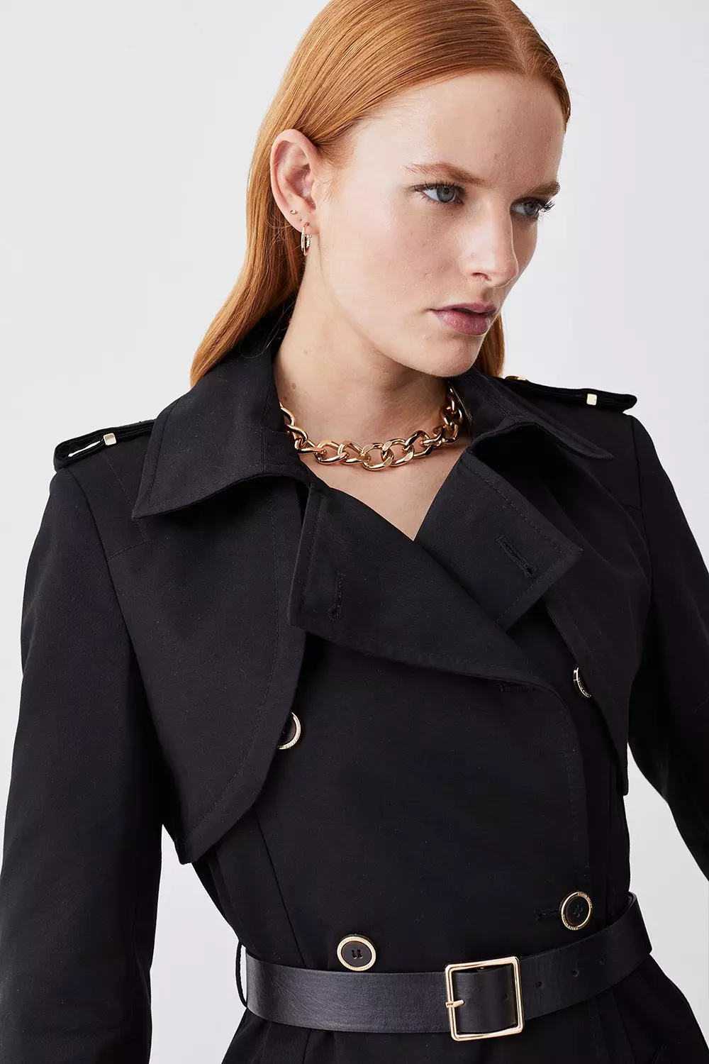 Cotton Short Belted Trench Coat | Karen Millen