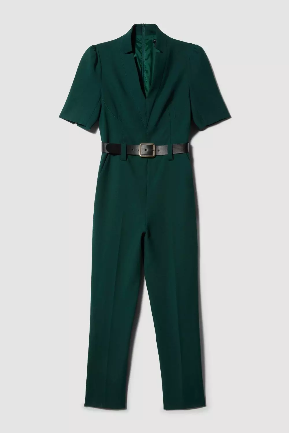 Petite Structured Crepe Forever Belt Jumpsuit