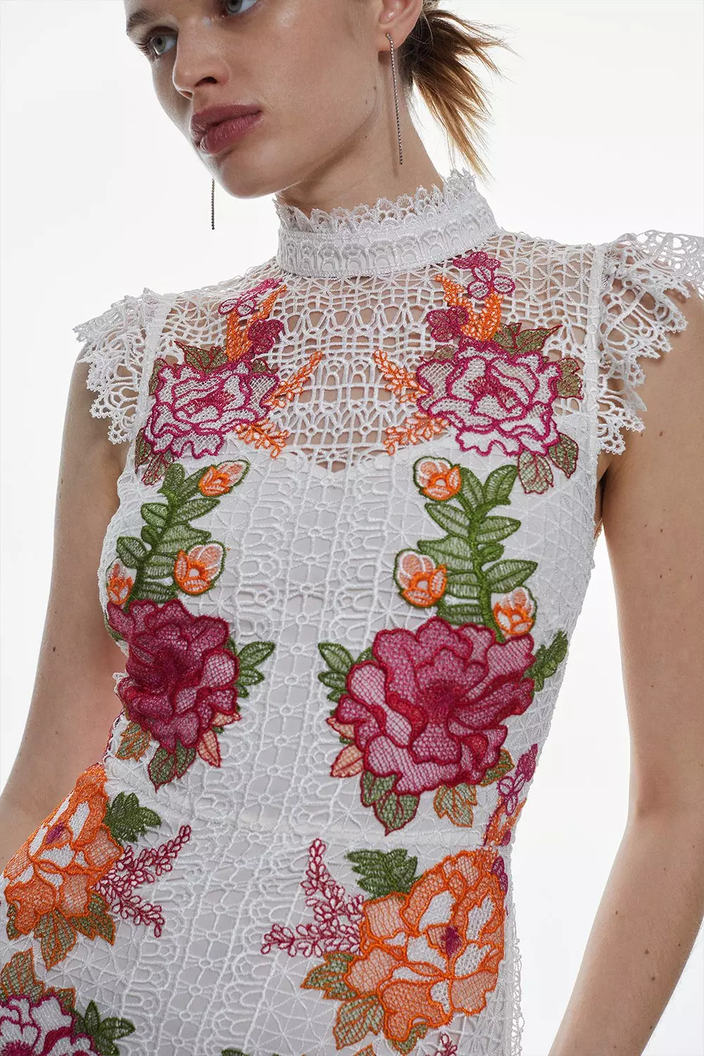 Guipure Lace Floral Embroidered Mini Dress | Karen Millen