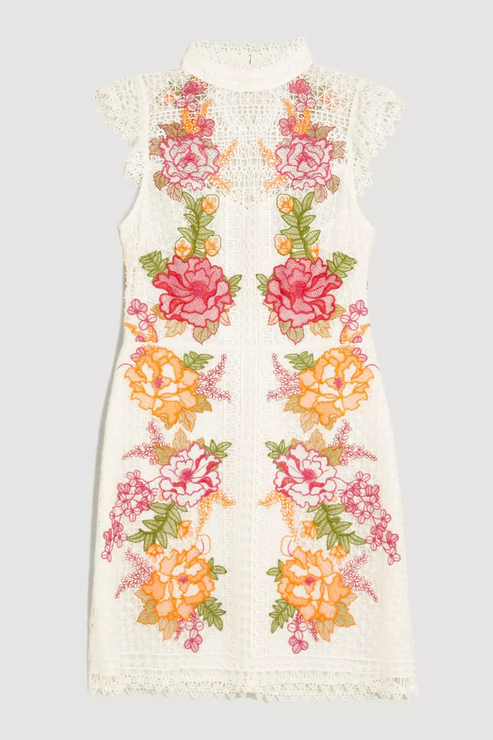 Guipure Lace Floral Embroidered Mini Dress | Karen Millen