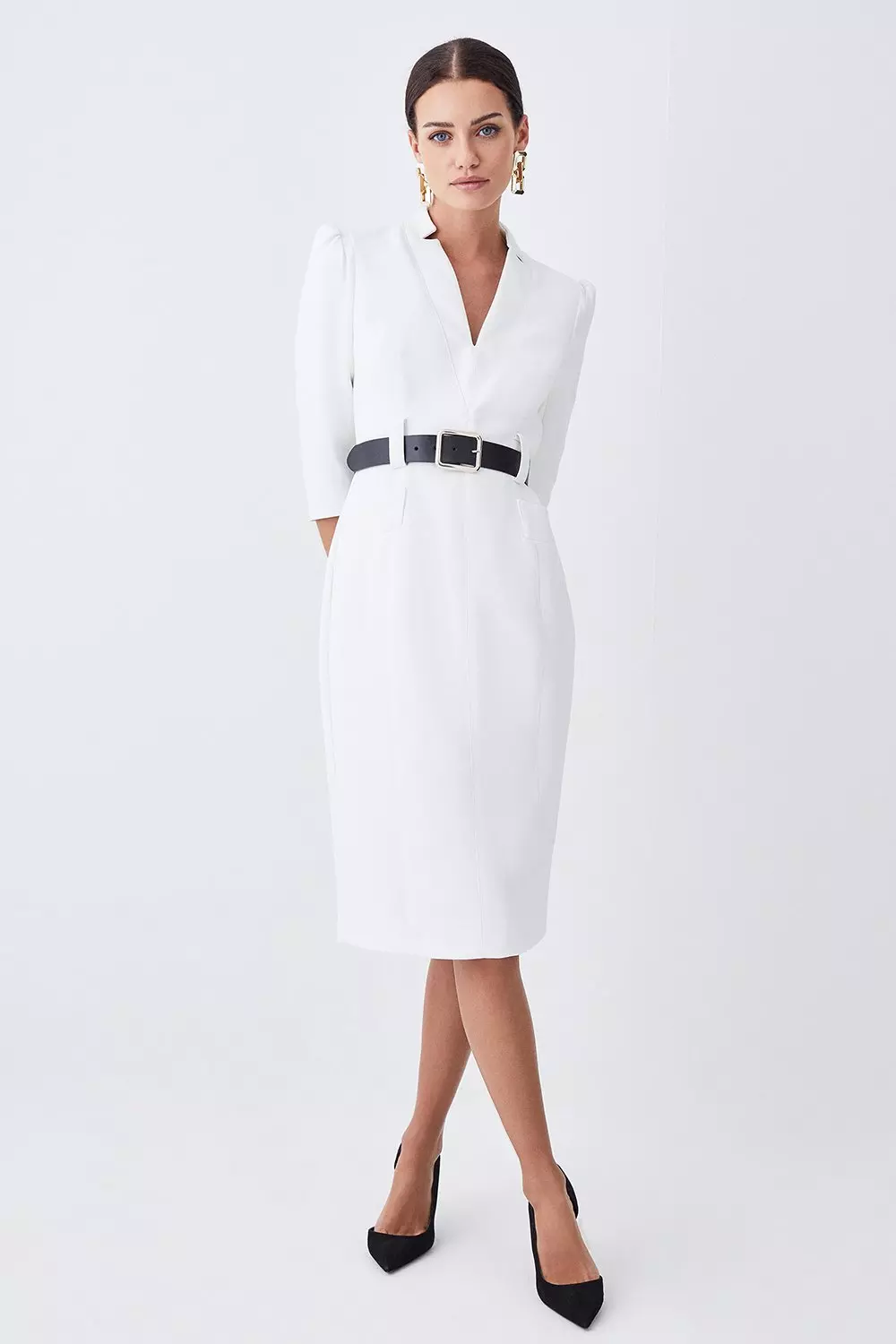 Karen millen belted midi hot sale dress