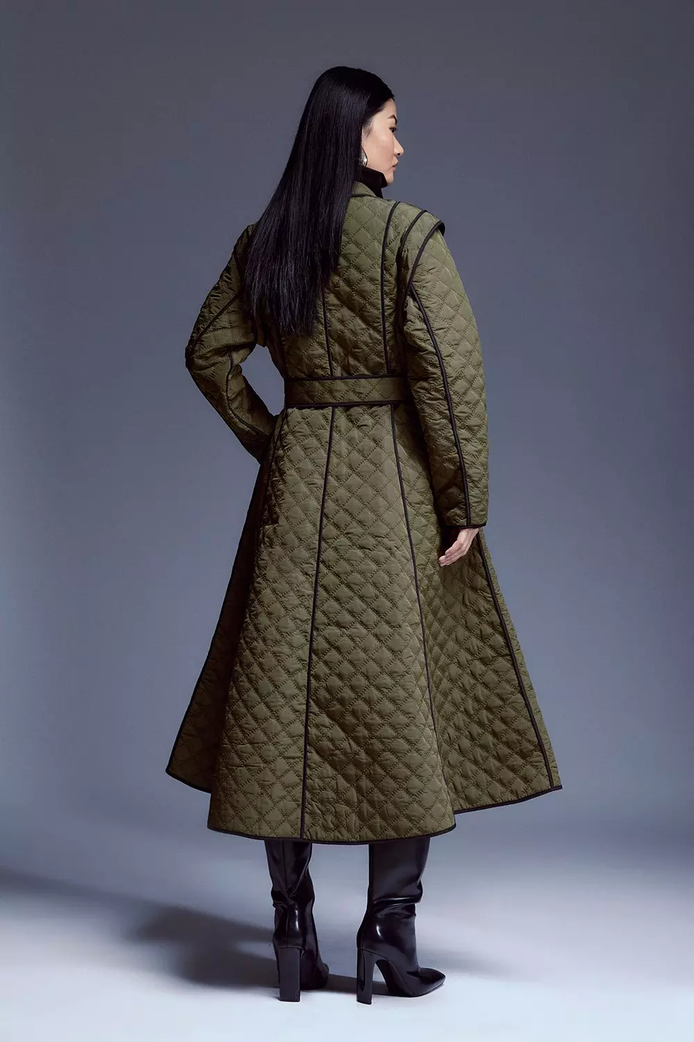 本日終了P2倍50%OFF Eaphi standcollar volume midi coat コート