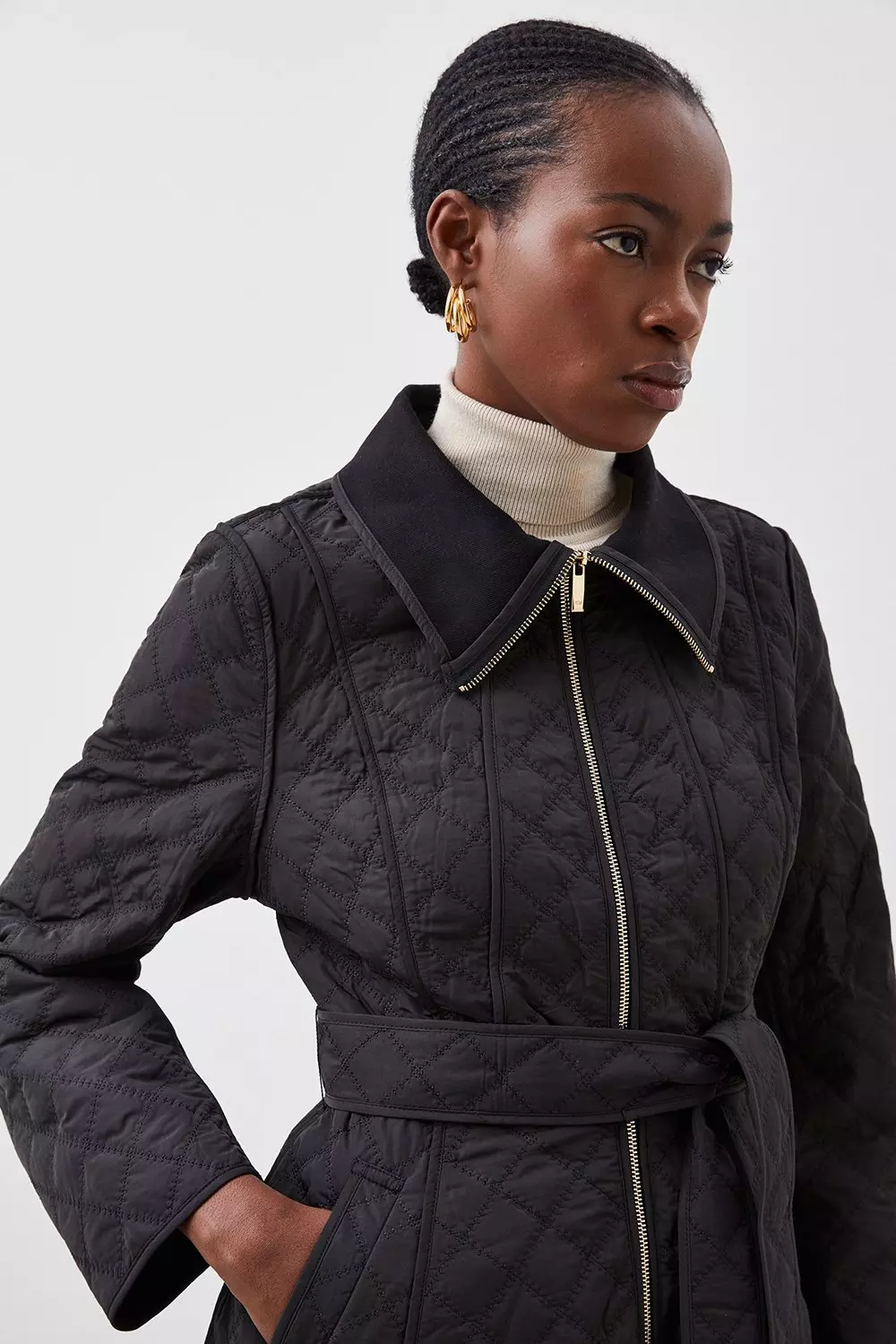 Belted coat cheap black