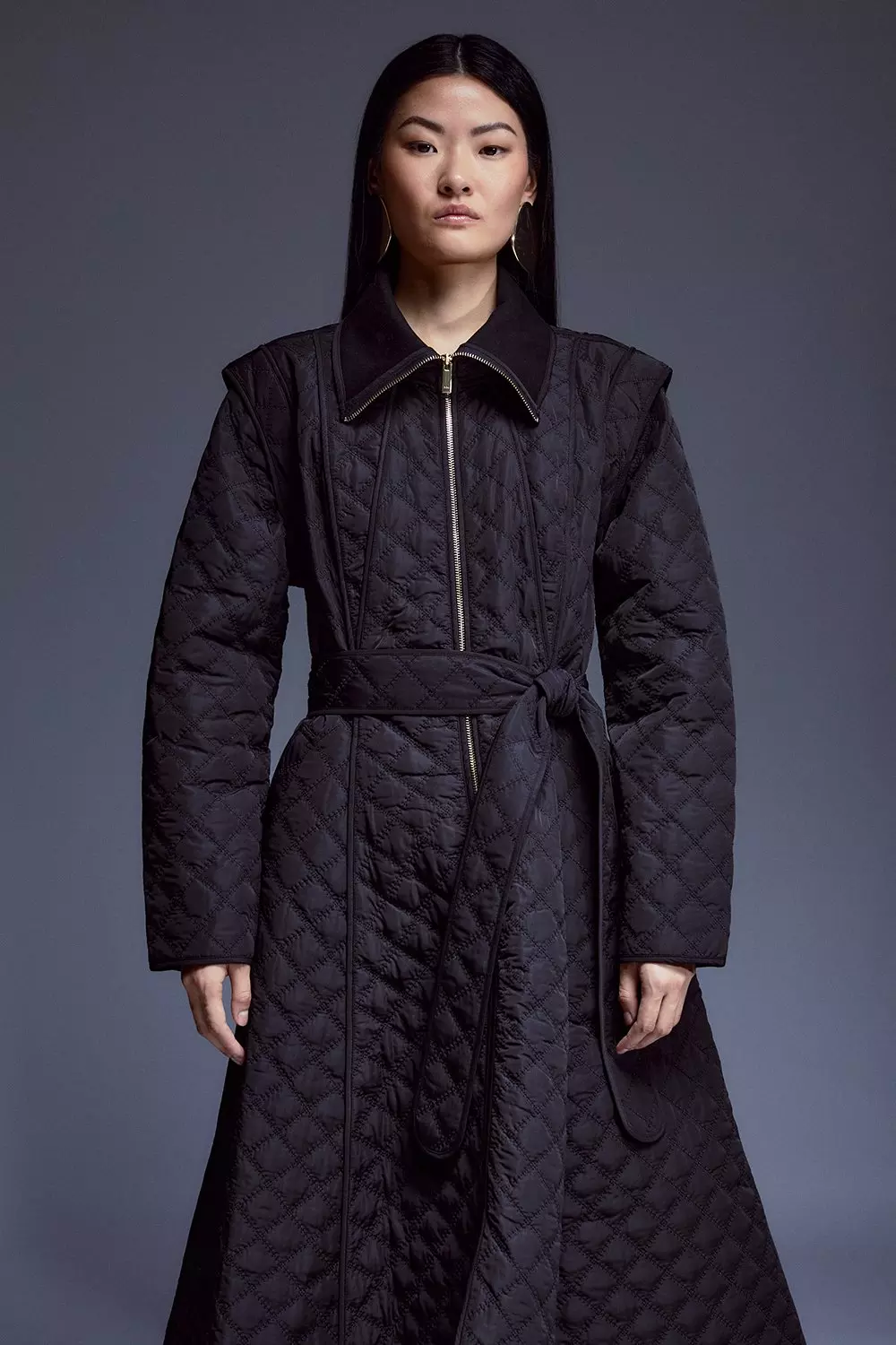 Belted skirted outlet coat