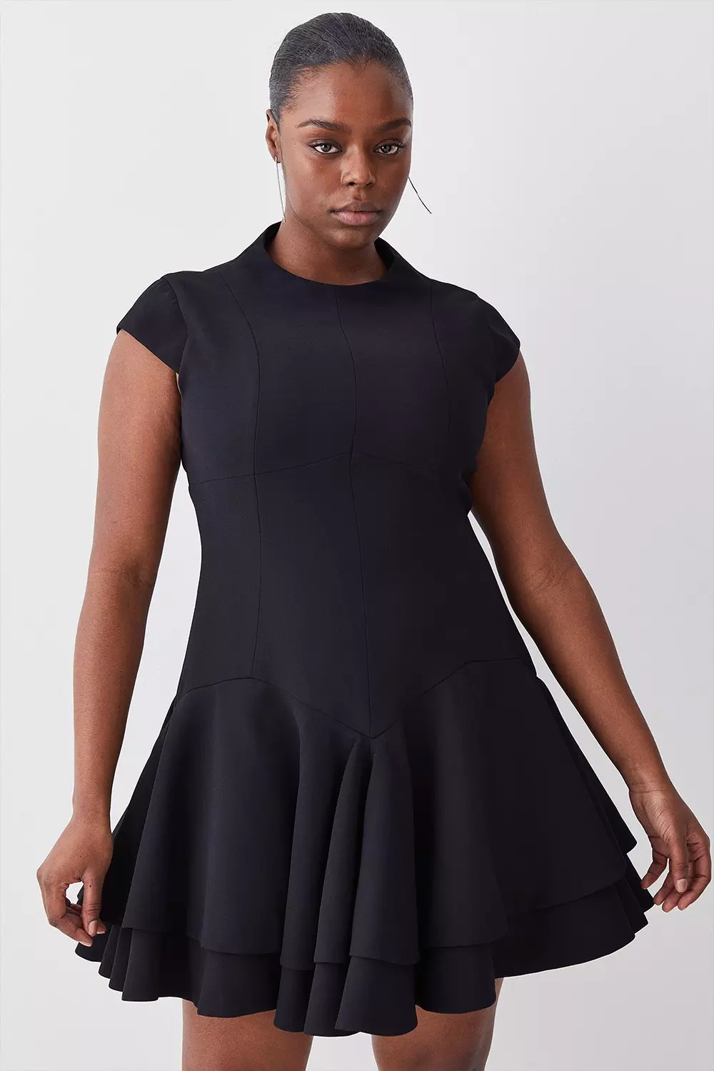 Plus size black crepe skirt sale