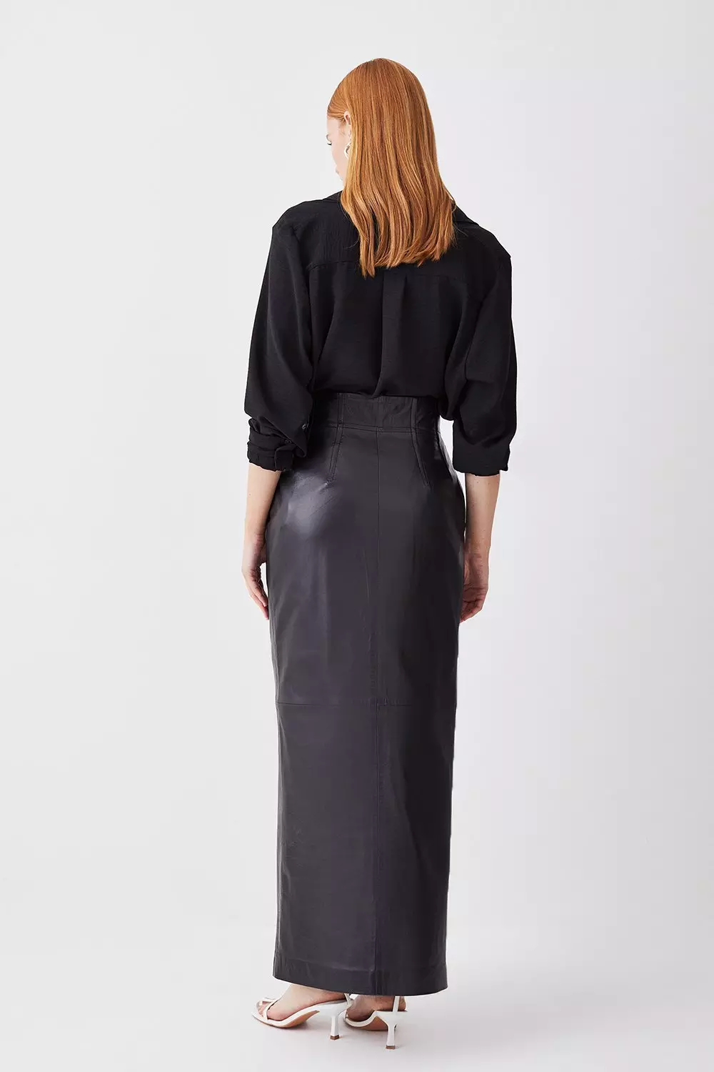 Karen millen high shop waisted leather skirt