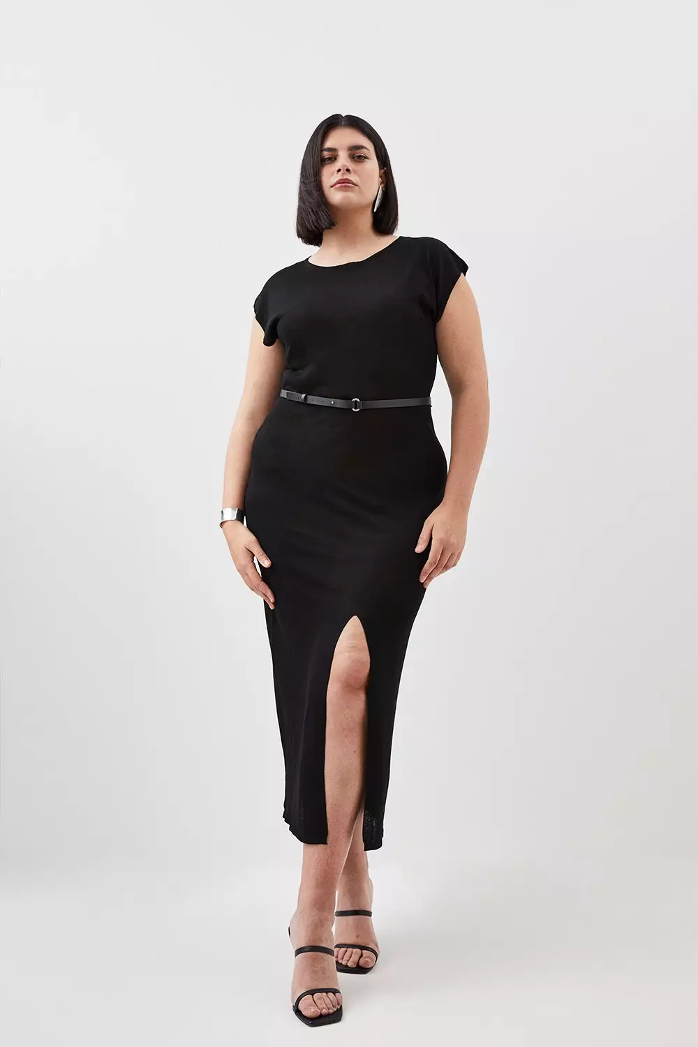 Plus Size Slash Neck Lightweight Summer Knit Midaxi Dress