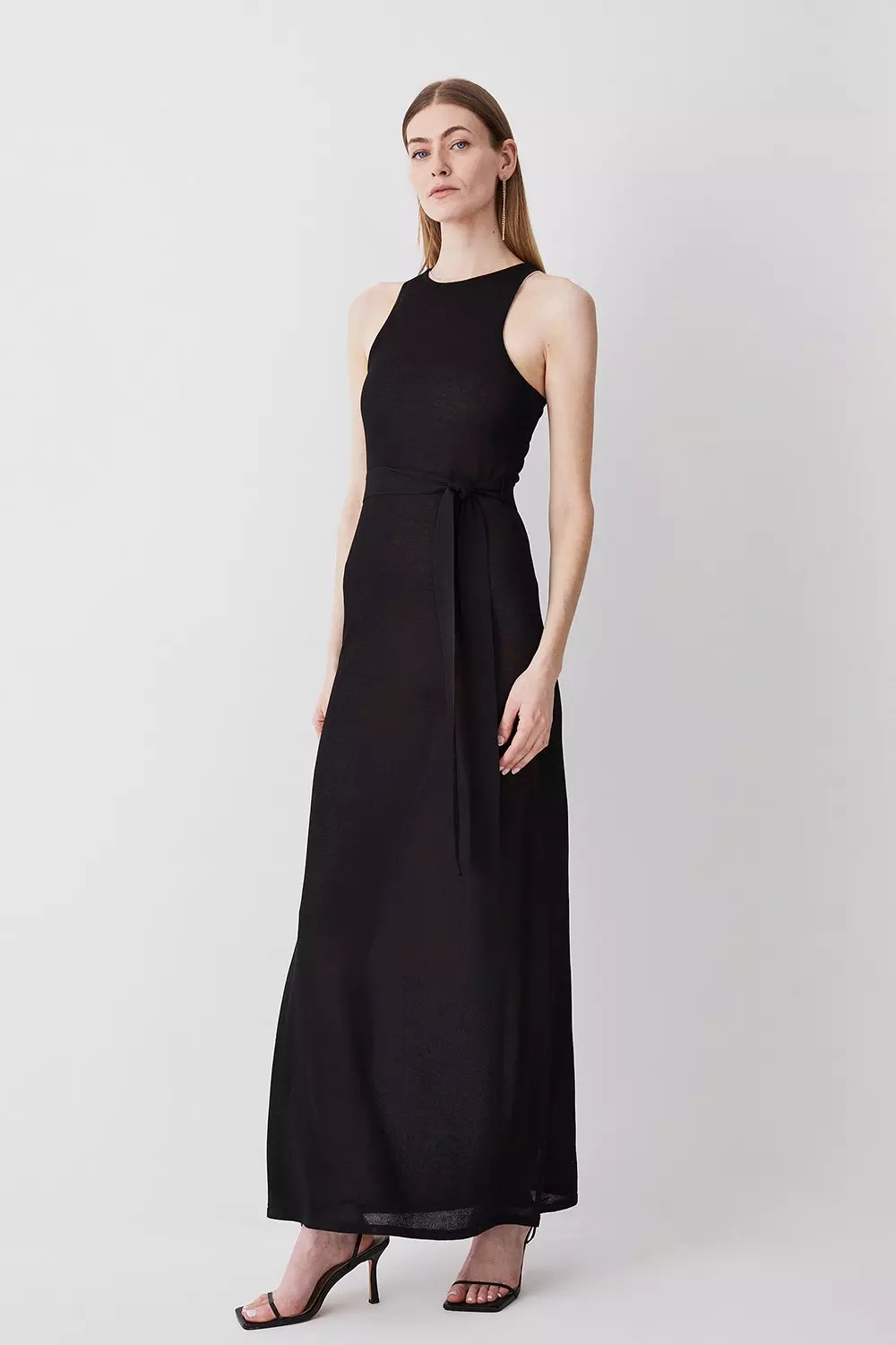 Viscose Blend Racer Style Lightweight Summer Knit Maxi Dress