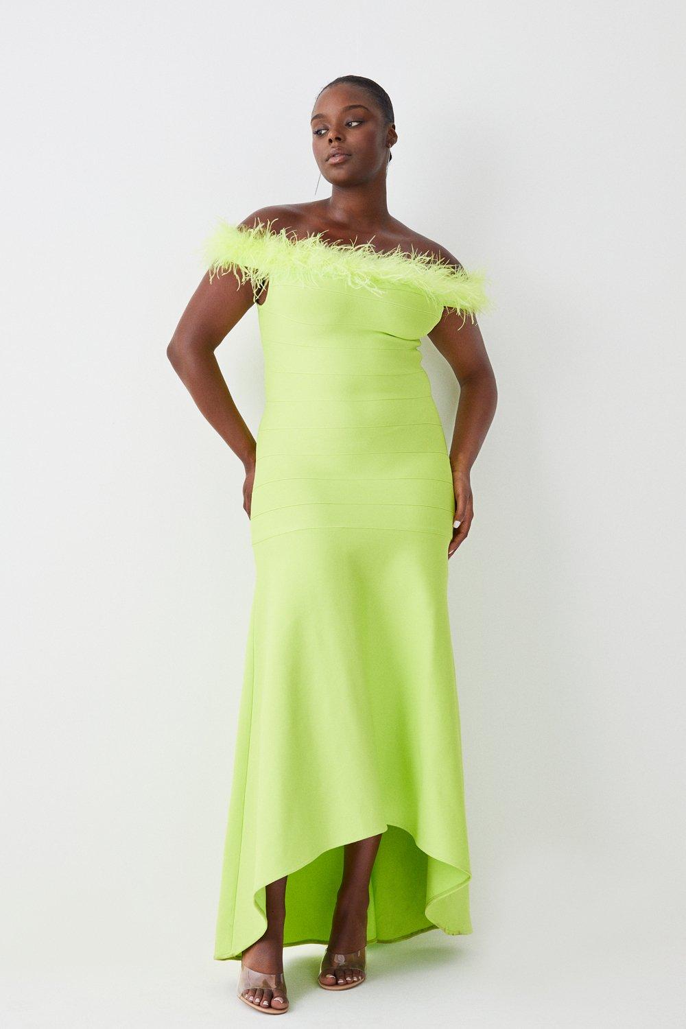 Lime green off discount the shoulder dress