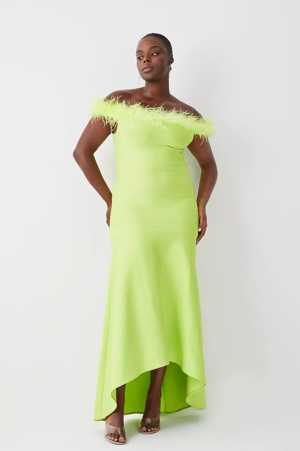 Lime green 2024 bardot dress