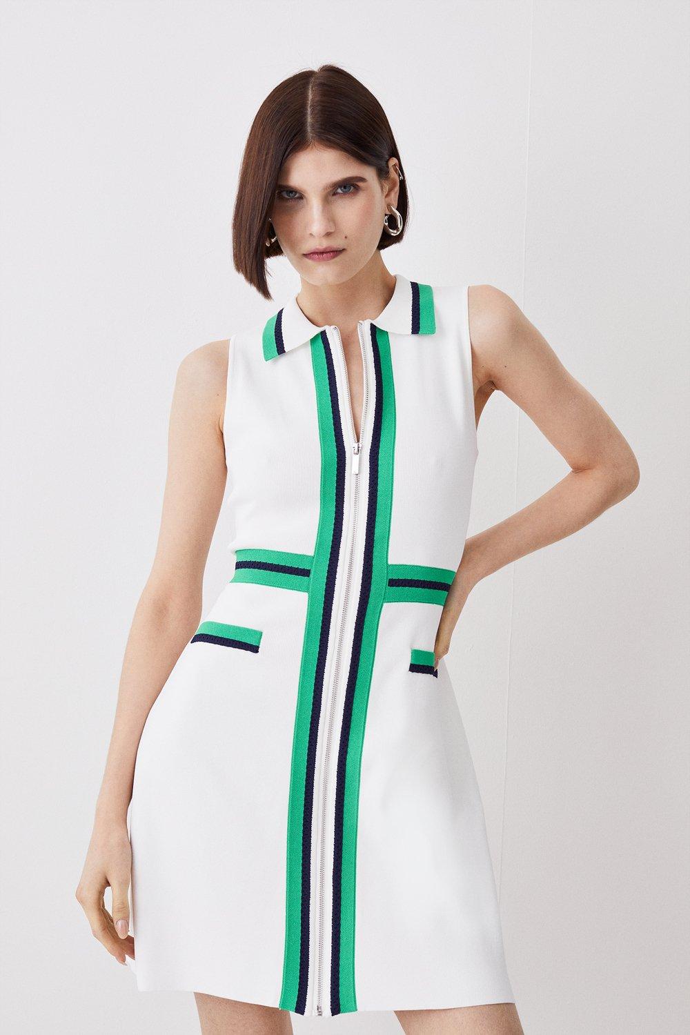 Karen millen sporty clearance stripe knit dress