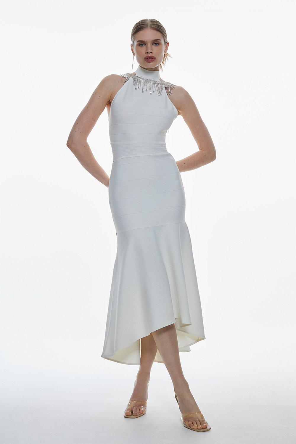 Karen millen white outlet halter neck dress