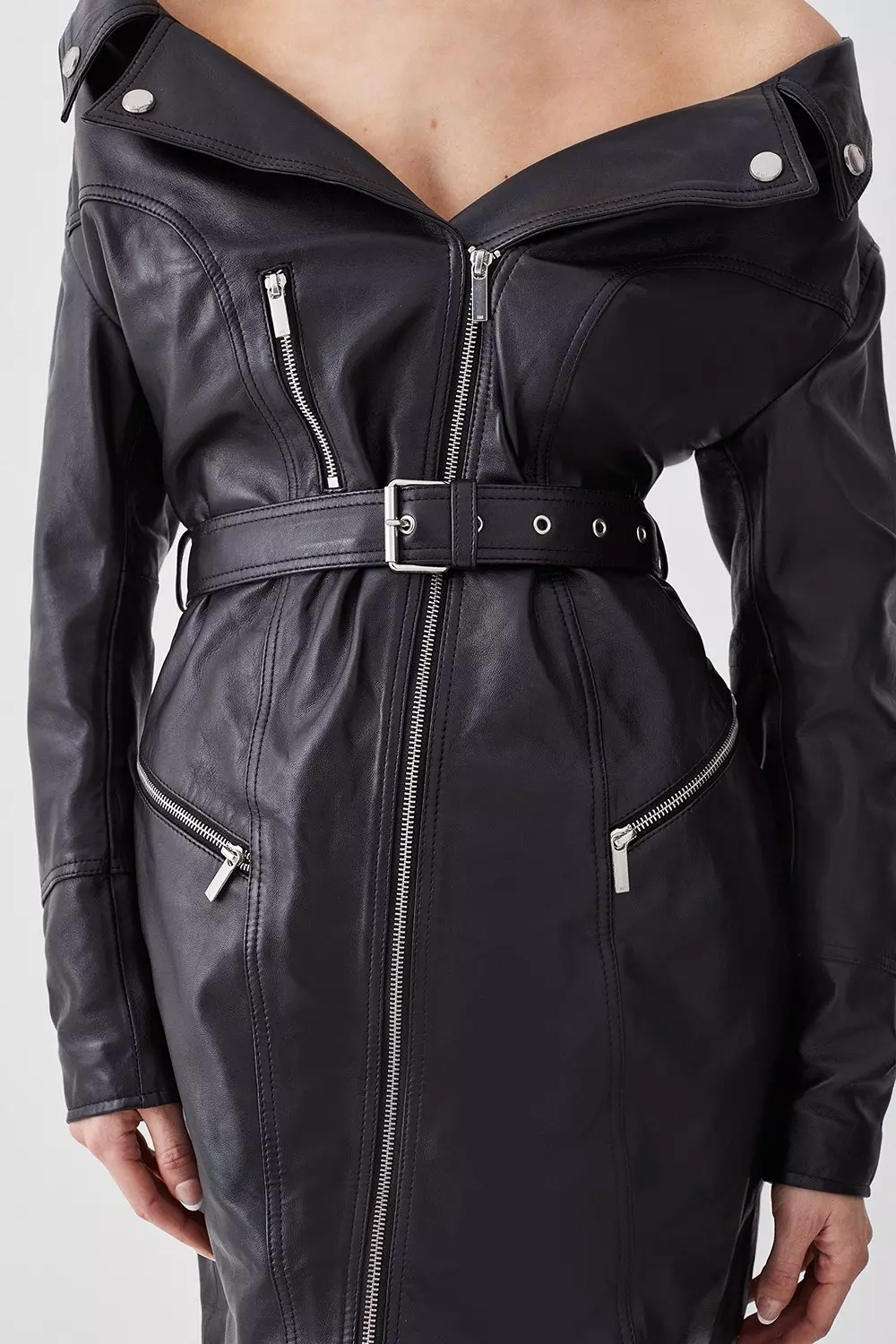 Leather 2025 coat dress