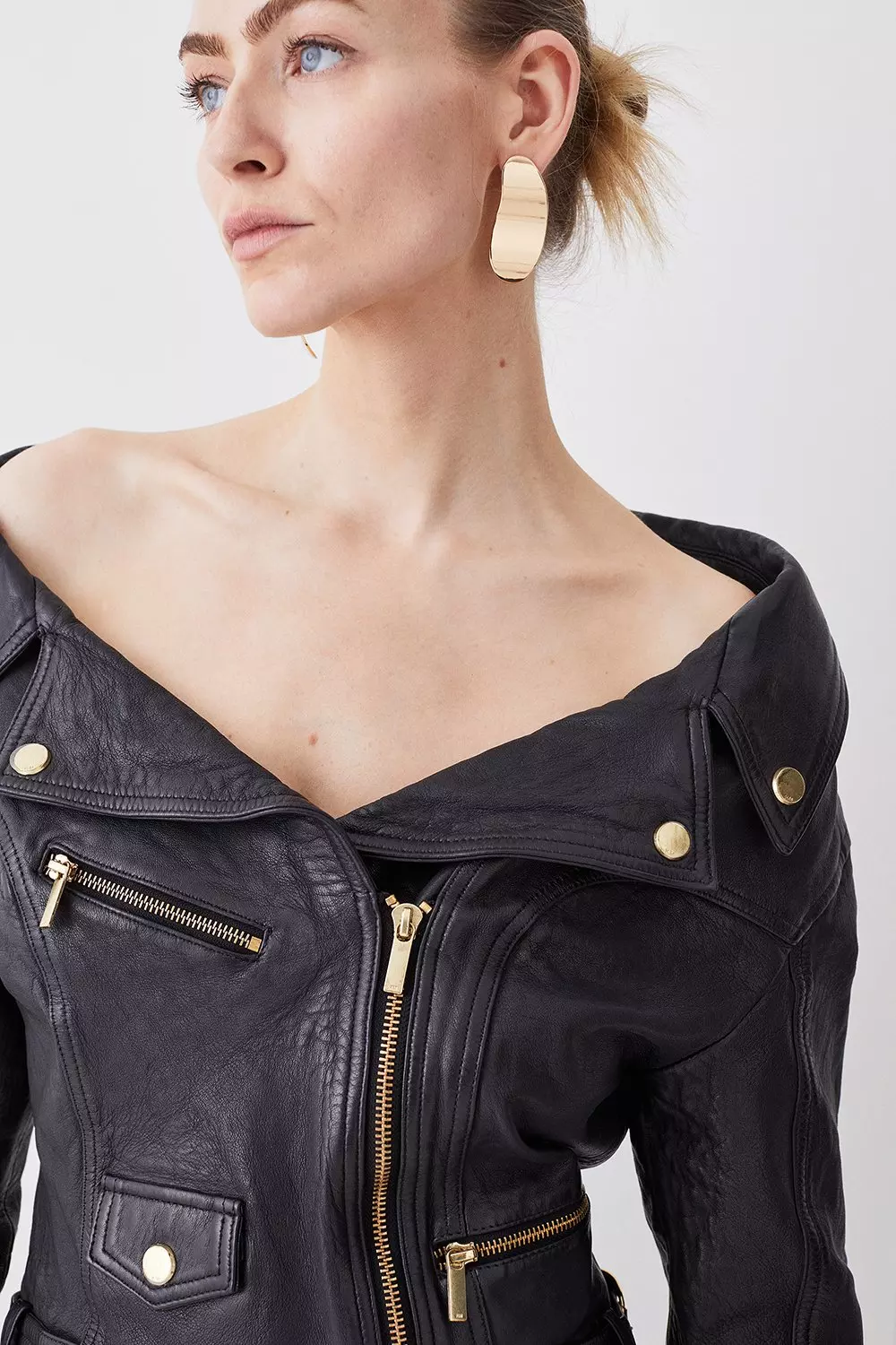 Off shoulder zip hot sale up jacket