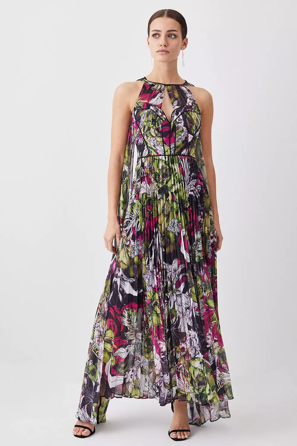 Karen millen floral pleated dress sale