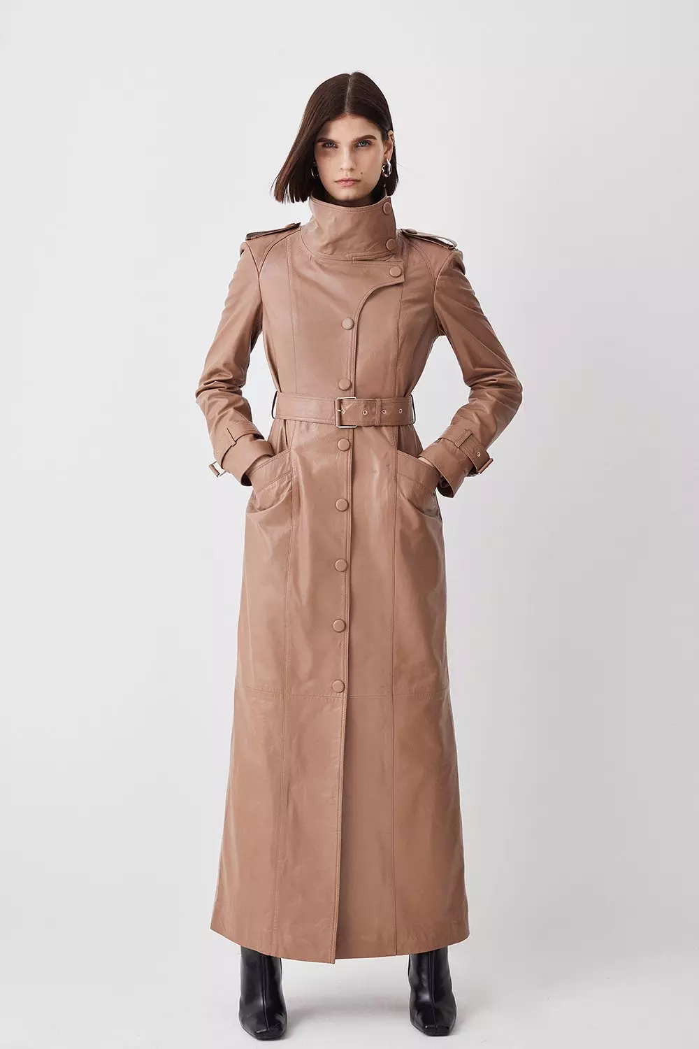 Leather full length outlet coat