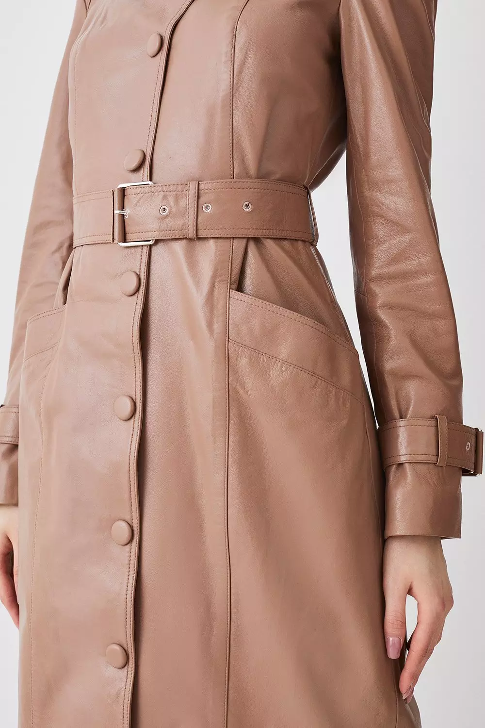 Karen millen longline on sale leather trench coat