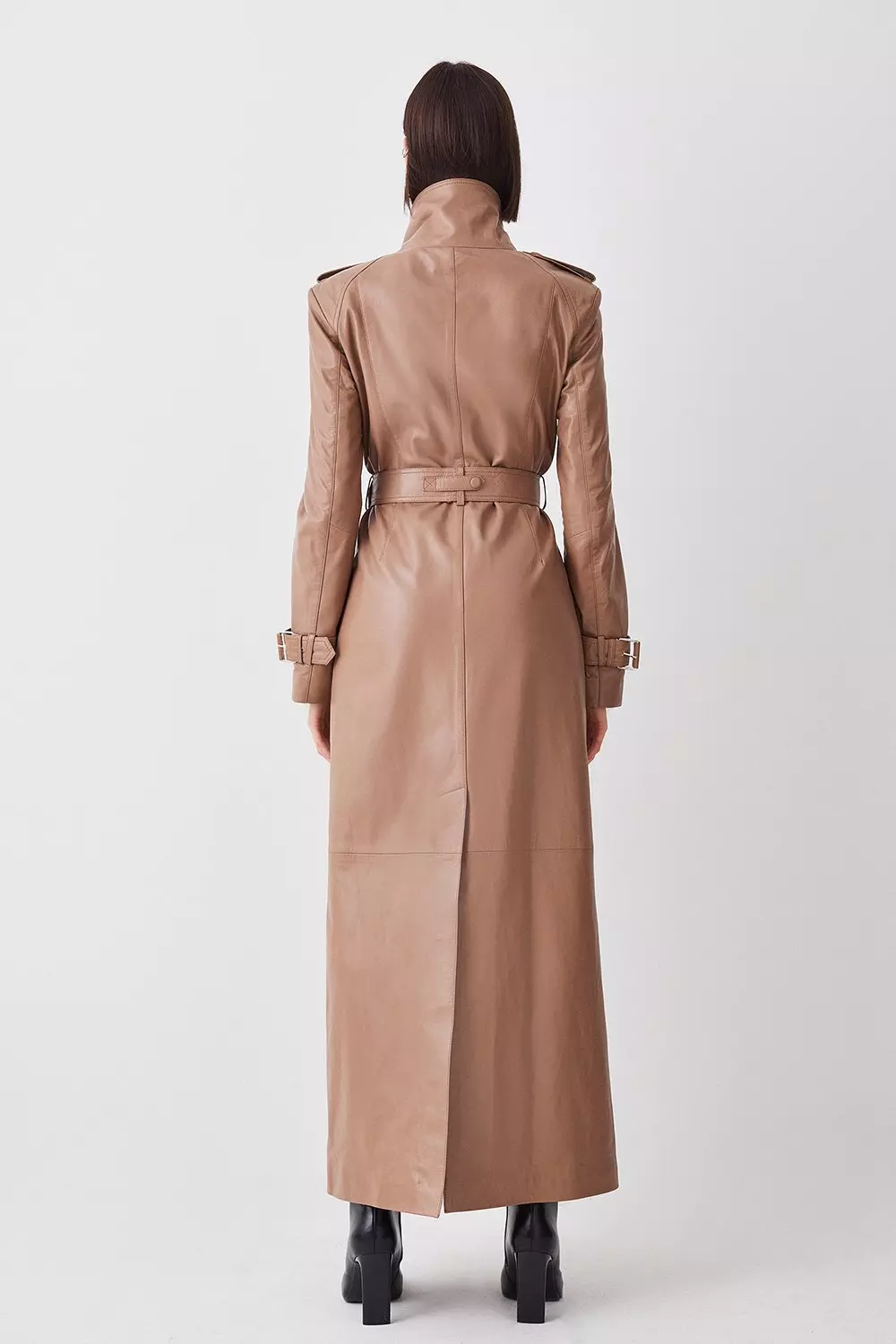 Karen millen longline hot sale leather trench coat