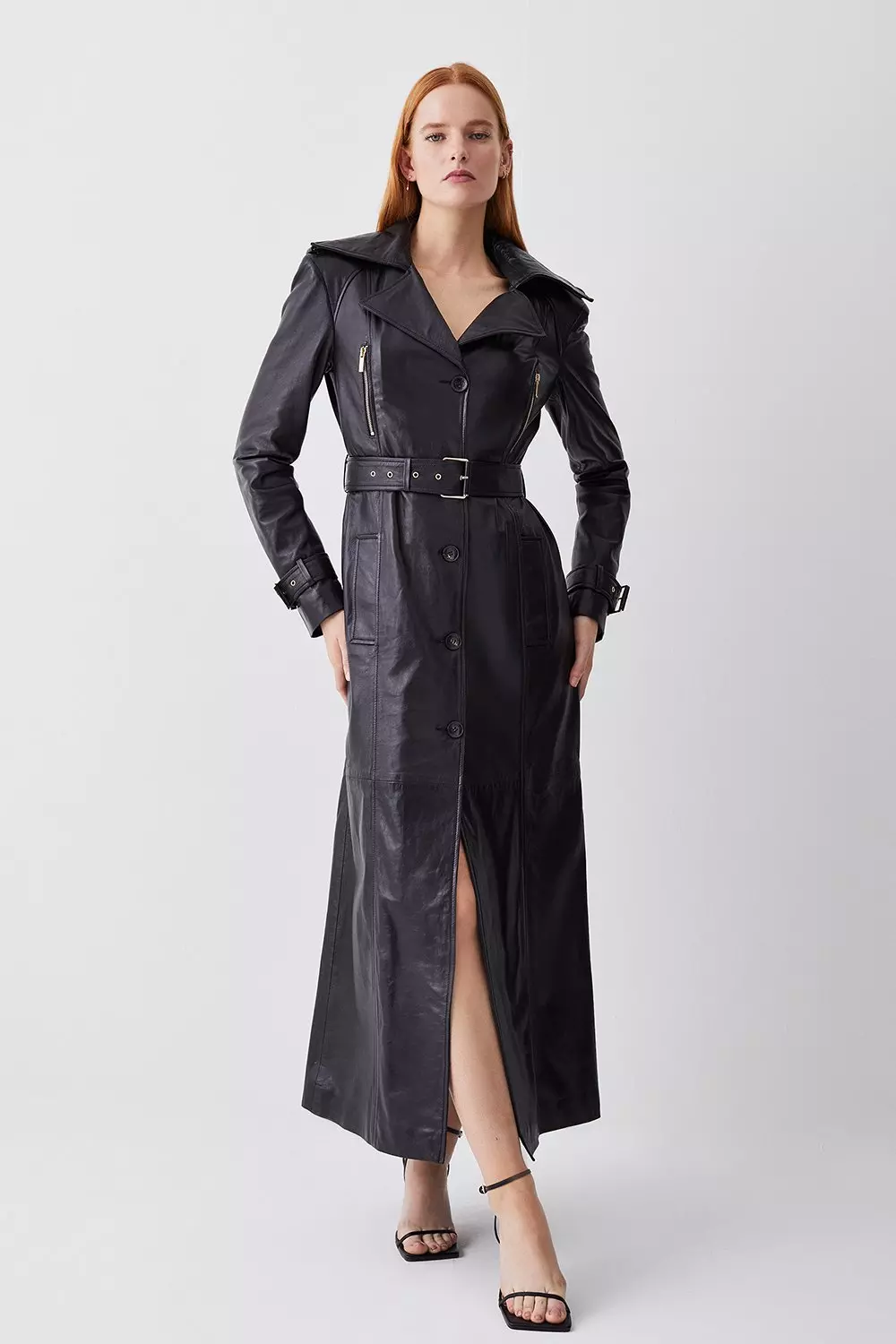 Karen millen leather trench on sale coat