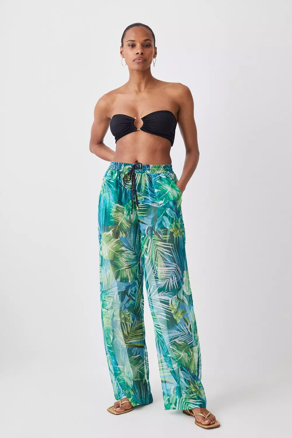 High-Waisted Lightweight Wide-Leg Cover-Up Pants