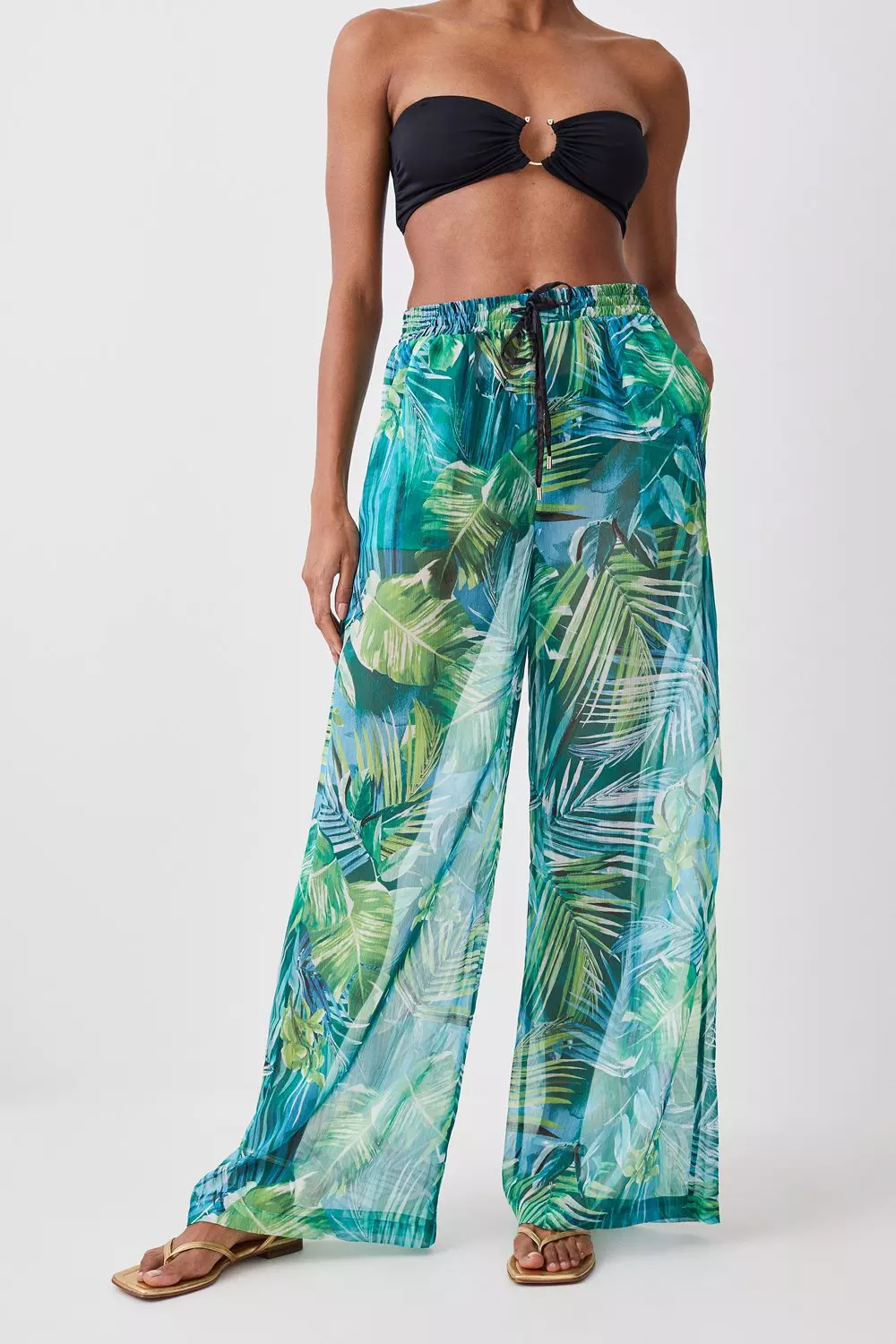 Tropical Print Wide Leg Pants Style 246470