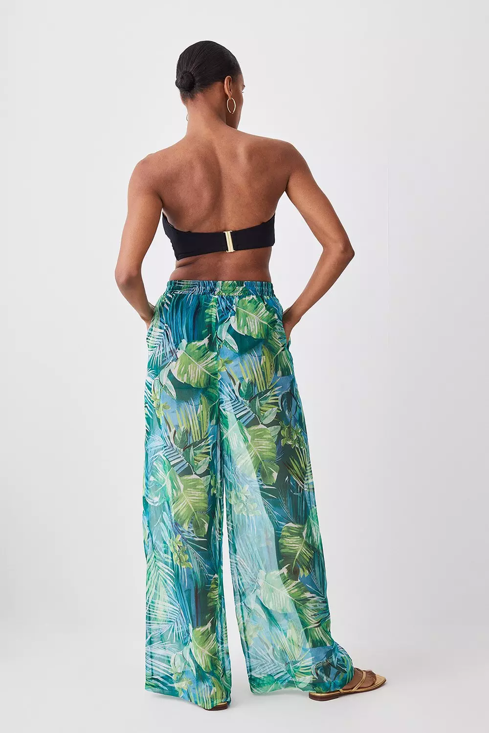 Tropical print 2024 palazzo pants