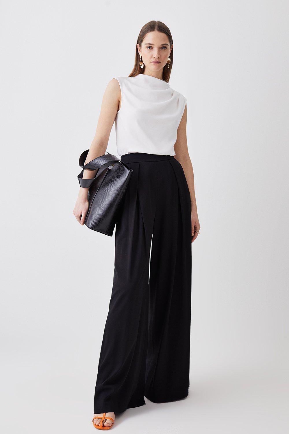 Pleat Detail Tailored Wide Leg Jumpsuit