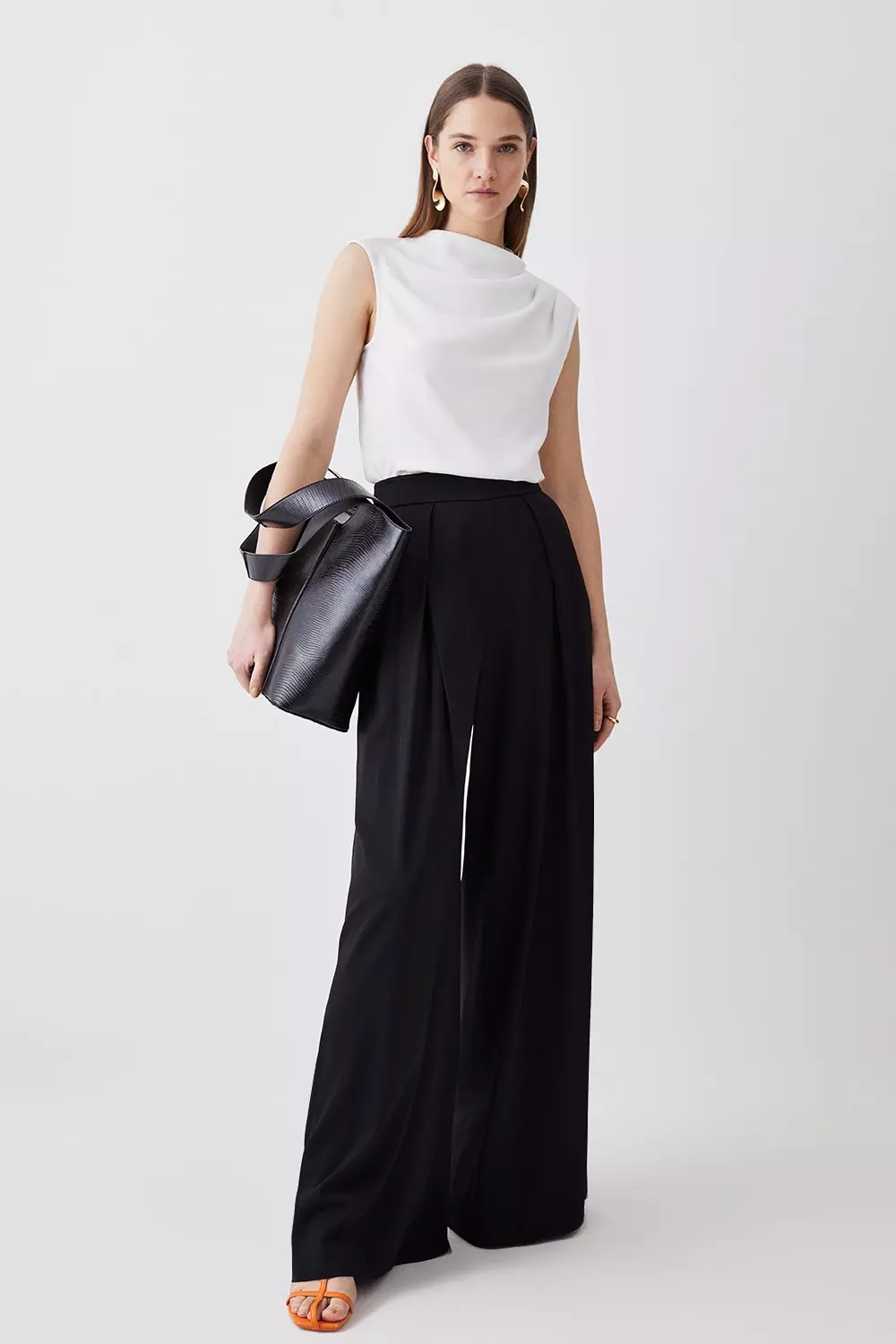 Tall Dark Grey Tailored Wide Leg Trousers